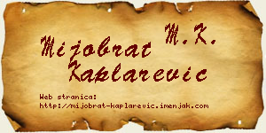 Mijobrat Kaplarević vizit kartica